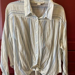 Striped Blouse w/ Front Tie